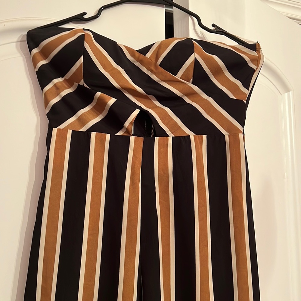 Strapless Striped Jumpsuit